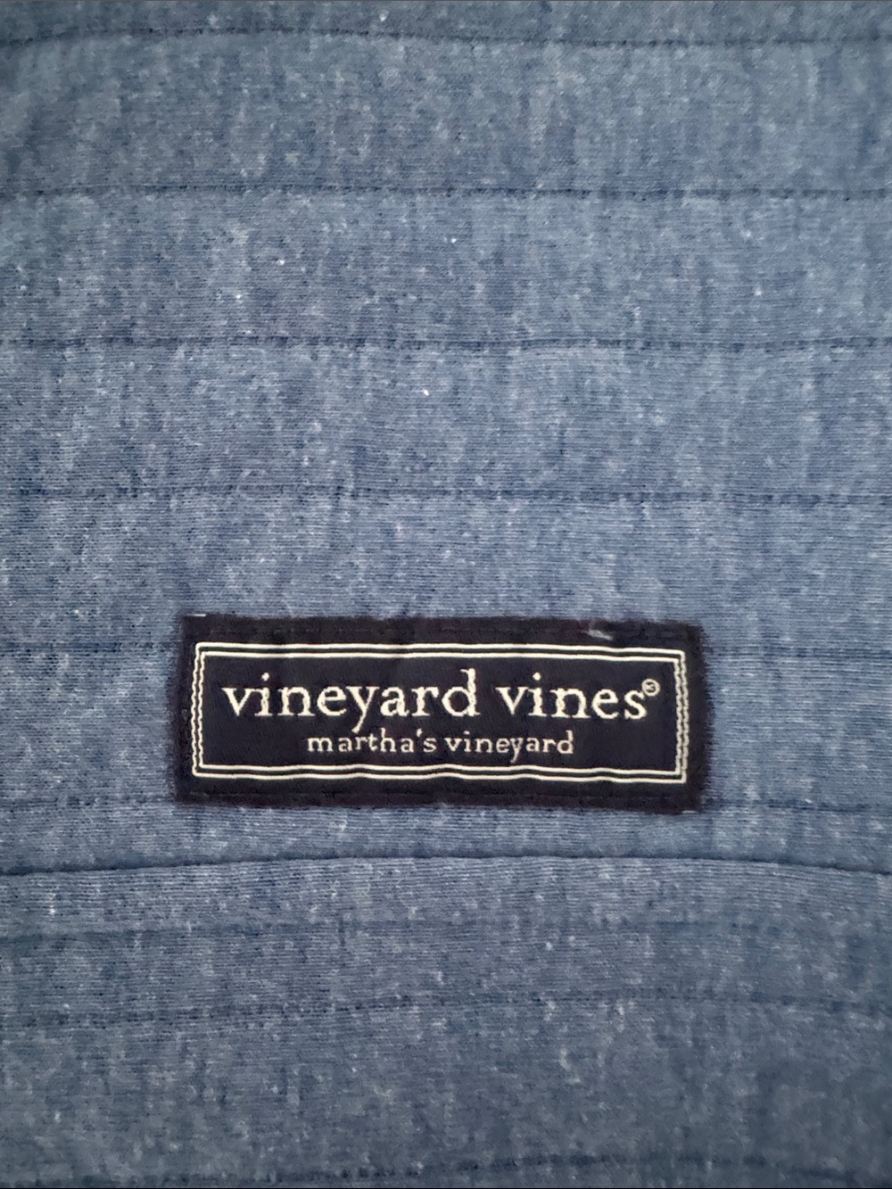 Vineyard Vines Heather Blue Quilted Quarter Button Sweater with Gray Trim - Picture 2 of 6